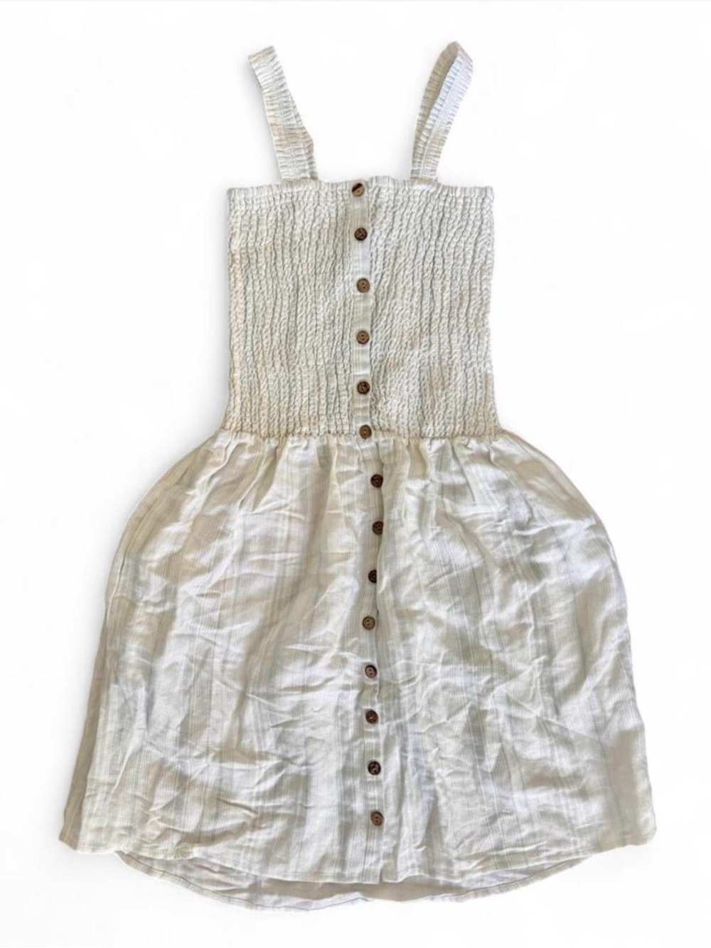 Cha Sor Smocked Button-Front Mini Dress in Cream